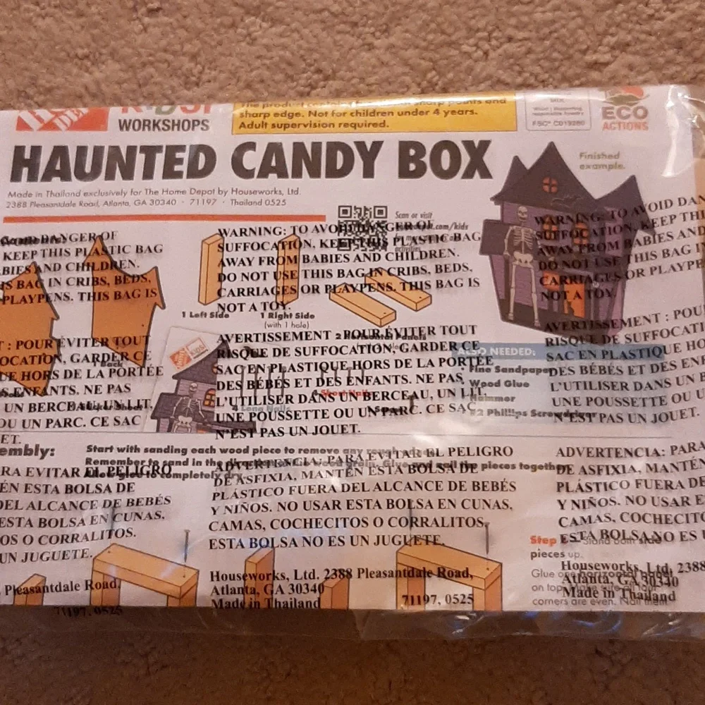 Home Depot Kids DIY Pumpkin Tic-Tac-Toe Game and Haunted Candy Box Crafts NIB